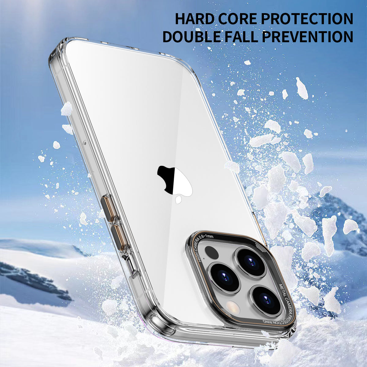 Ming Series Phone Case for iPhone 14 Pro Max Anti-fall Transparent Mobile Phone Back Cover with Metal Lens Frame