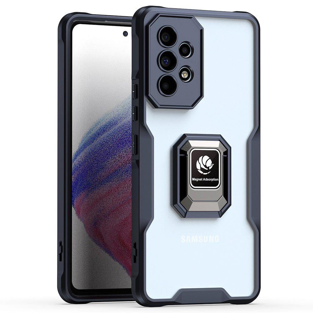 Protective Back Cover For Samsung Galaxy A53 5G Soft TPU Acrylic Phone Case Ring Kickstand Built-in Magnetic Metal Sheet