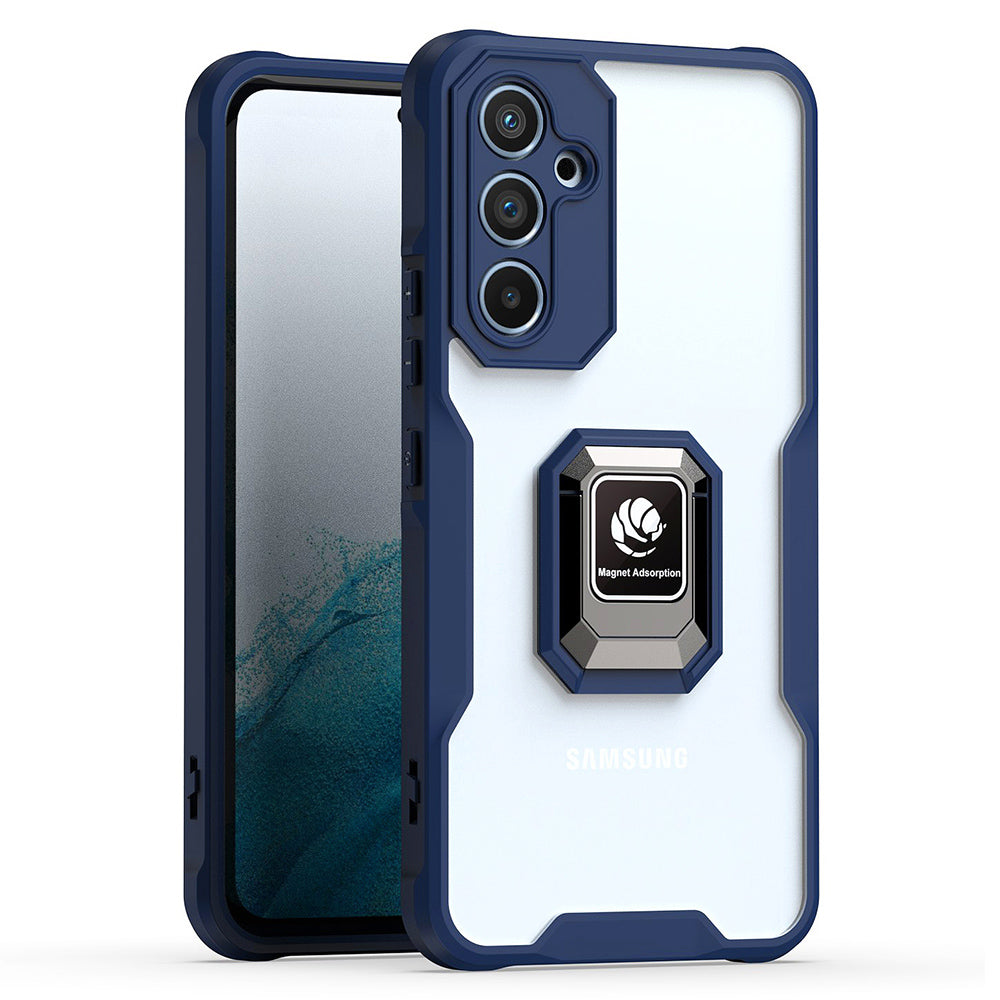 Shockproof Phone Case For Samsung Galaxy A54 5G Soft TPU Acrylic Slim Phone Back Cover Ring Kickstand Built-in Magnetic Metal Sheet