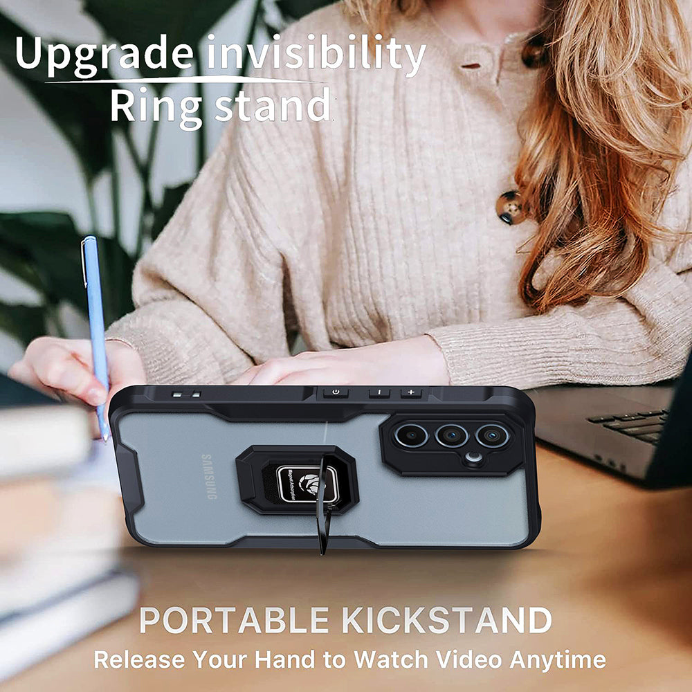 Shockproof Phone Case For Samsung Galaxy A54 5G Soft TPU Acrylic Slim Phone Back Cover Ring Kickstand Built-in Magnetic Metal Sheet