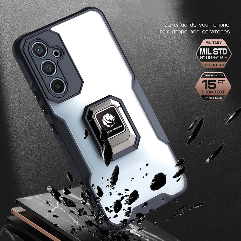 Shockproof Phone Case For Samsung Galaxy A54 5G Soft TPU Acrylic Slim Phone Back Cover Ring Kickstand Built-in Magnetic Metal Sheet