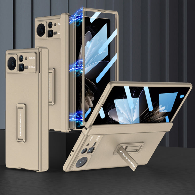 GKK For Xiaomi Mix Fold 2 5G Anti-Drop Hard PC Hinge Protection Case Kickstand Shockproof Protective Phone Cover with Tempered Glass Film