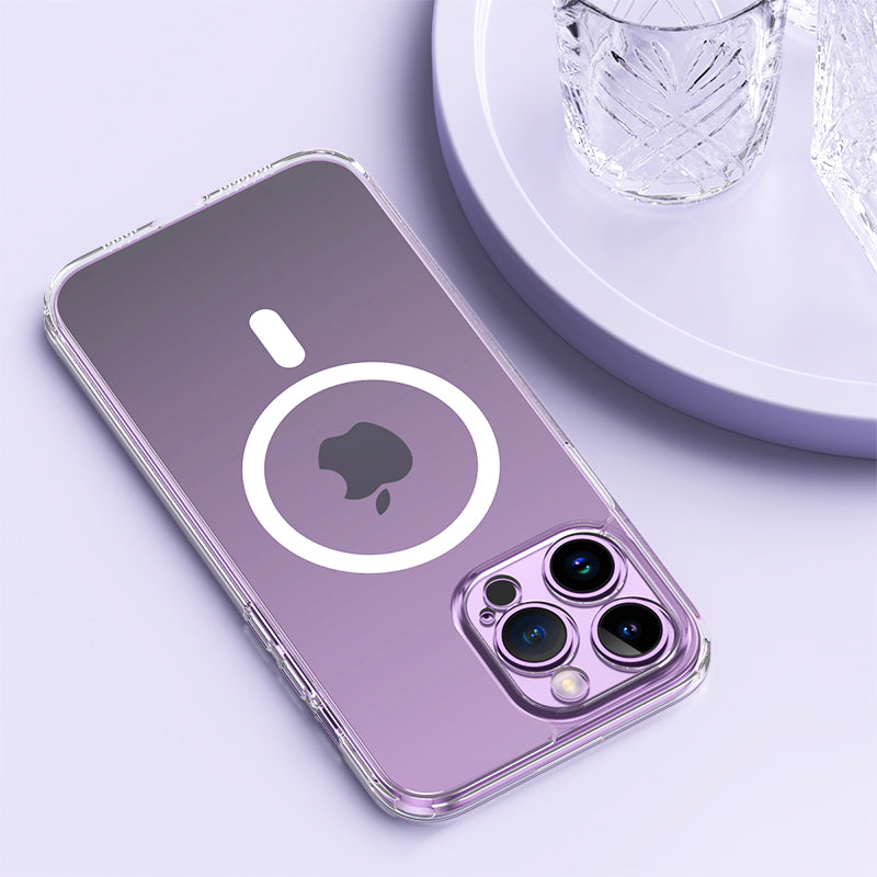 For iPhone 14 Pro Transparent Phone Cover Shockproof Plastic TPU Magnetic Phone Case Compatible with MagSafe