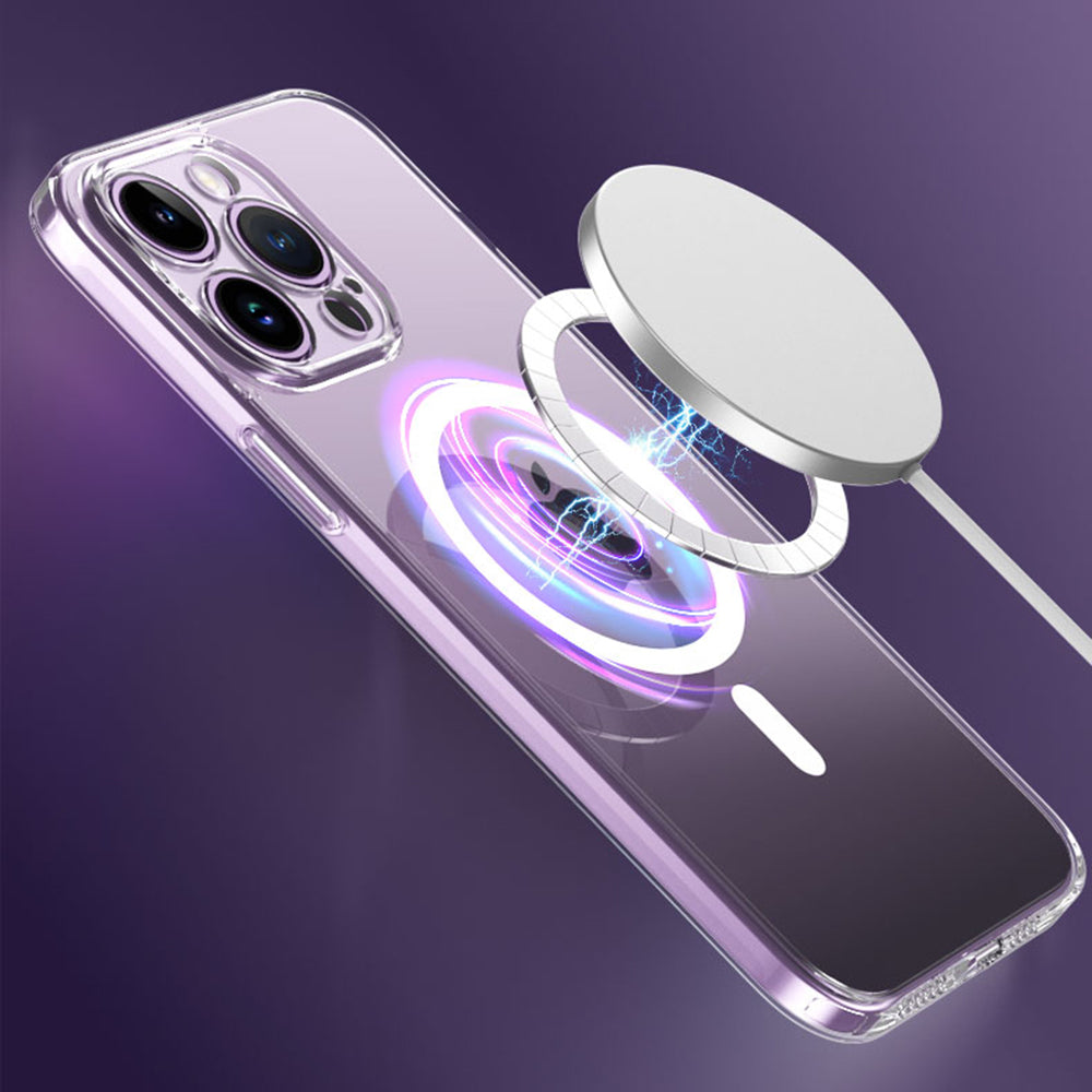For iPhone 14 Pro Transparent Phone Cover Shockproof Plastic TPU Magnetic Phone Case Compatible with MagSafe