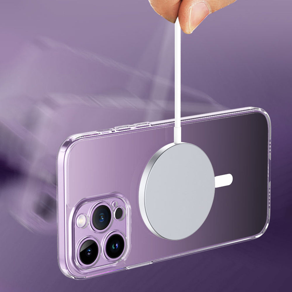 For iPhone 14 Pro Transparent Phone Cover Shockproof Plastic TPU Magnetic Phone Case Compatible with MagSafe