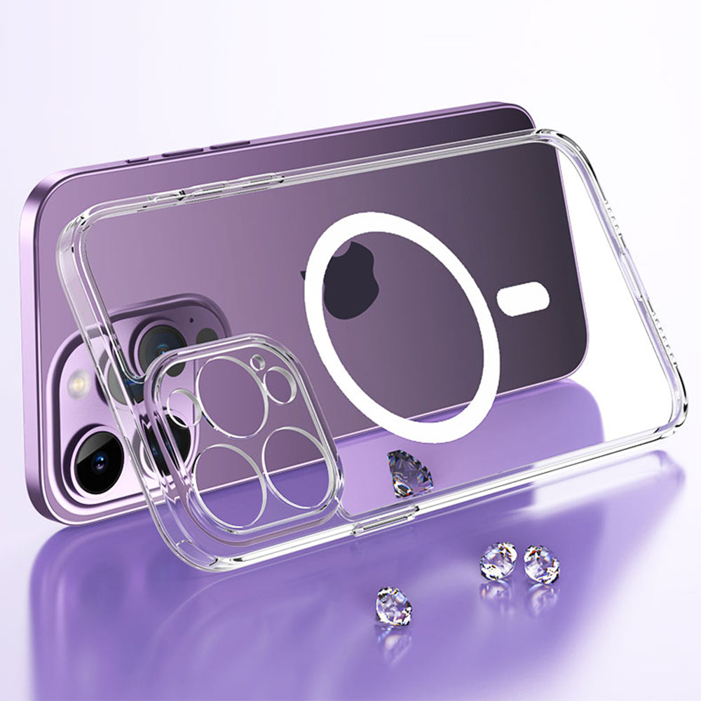 For iPhone 14 Pro Transparent Phone Cover Shockproof Plastic TPU Magnetic Phone Case Compatible with MagSafe