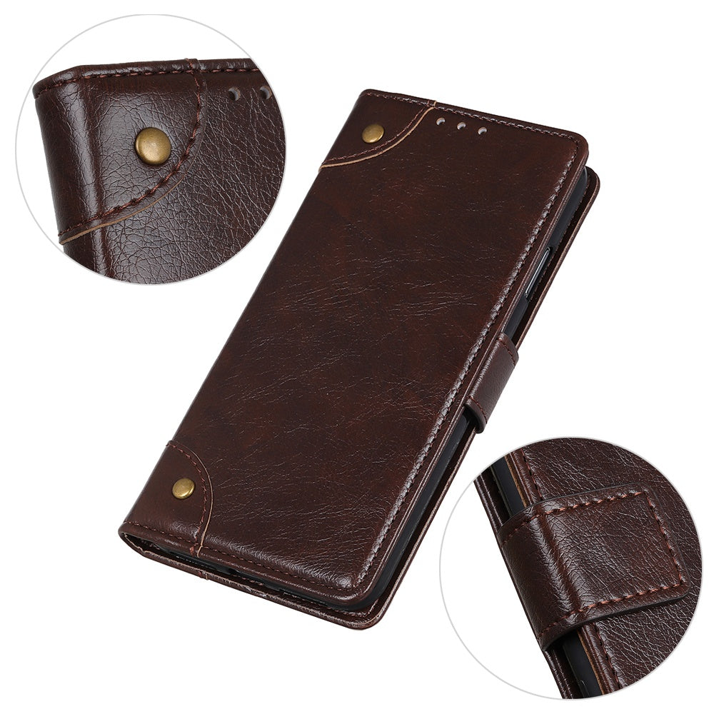 For Xiaomi 13 Pro 5G Anti-scratch Phone Cover Wallet Stand Brass Button Decor Nappa Texture Shockproof PU Leather Phone Case
