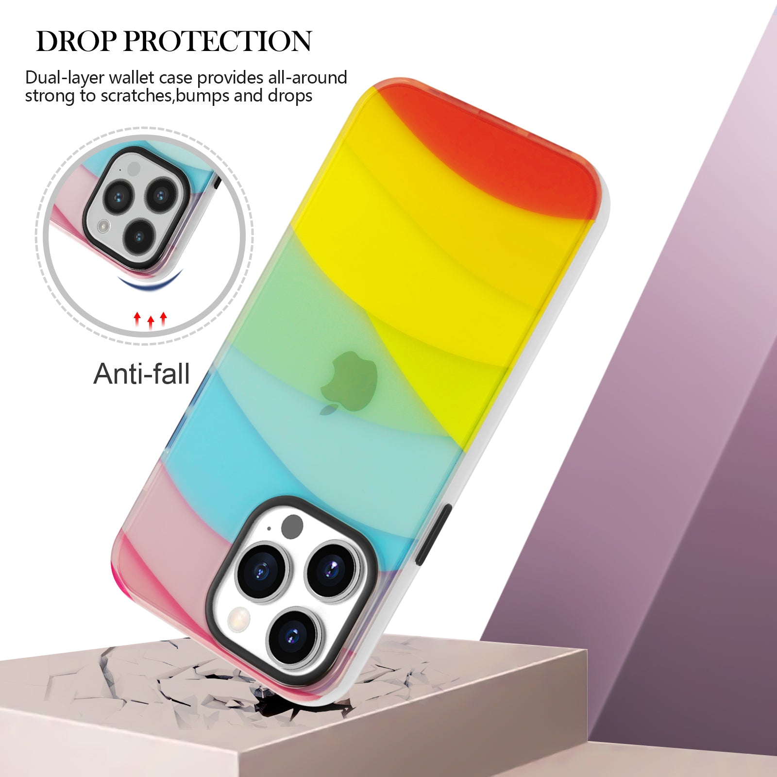 Pro iPhone 13 Pro 6,1palcový IML barevný vzor PC TPU Hybrid Cover Ochranný kryt na mobilní telefon proti poškrábání