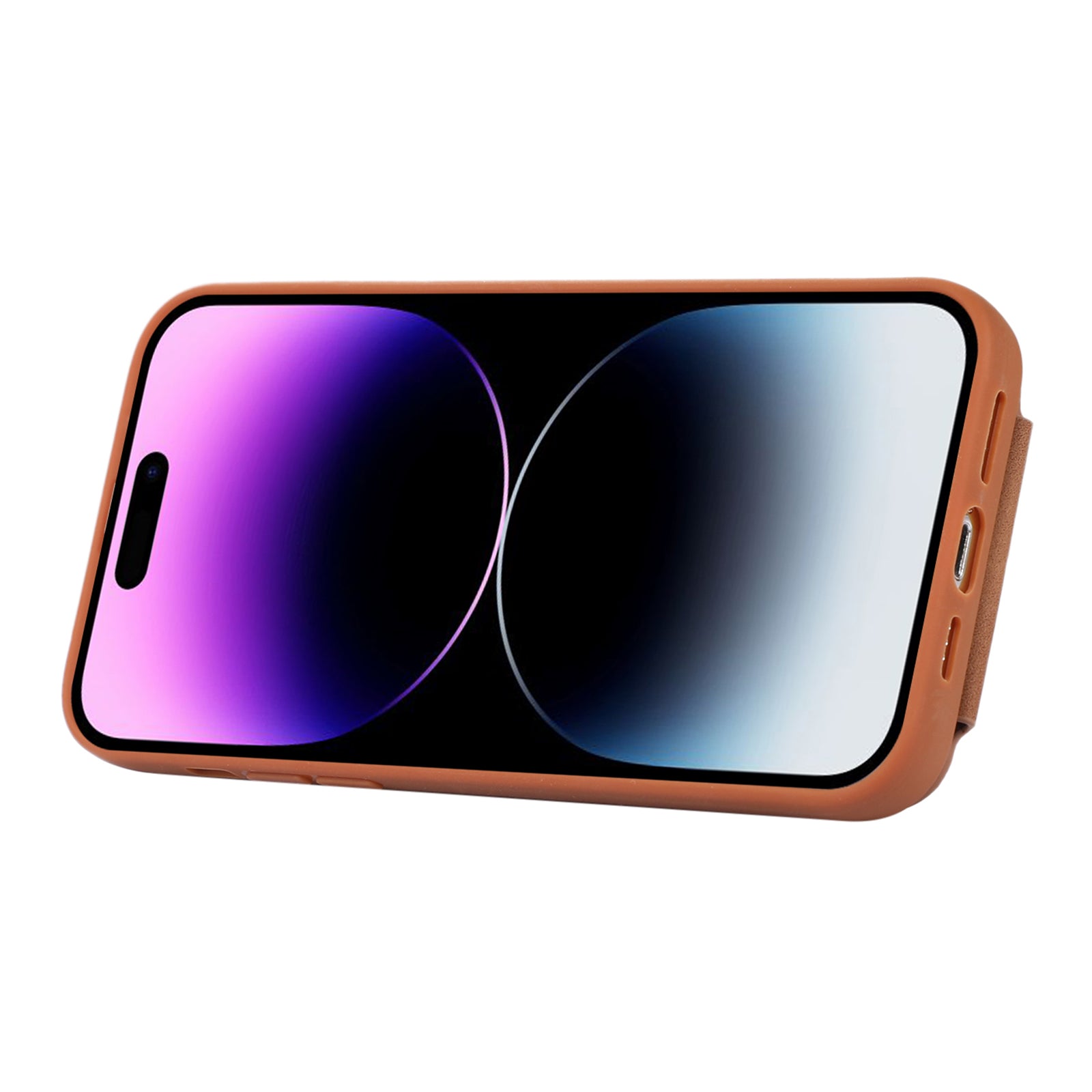 For iPhone 14 Pro Max Card Bag Design Shockproof Skin-touch PU Leather Coated TPU Back Case with Magnetic Ring Kickstand