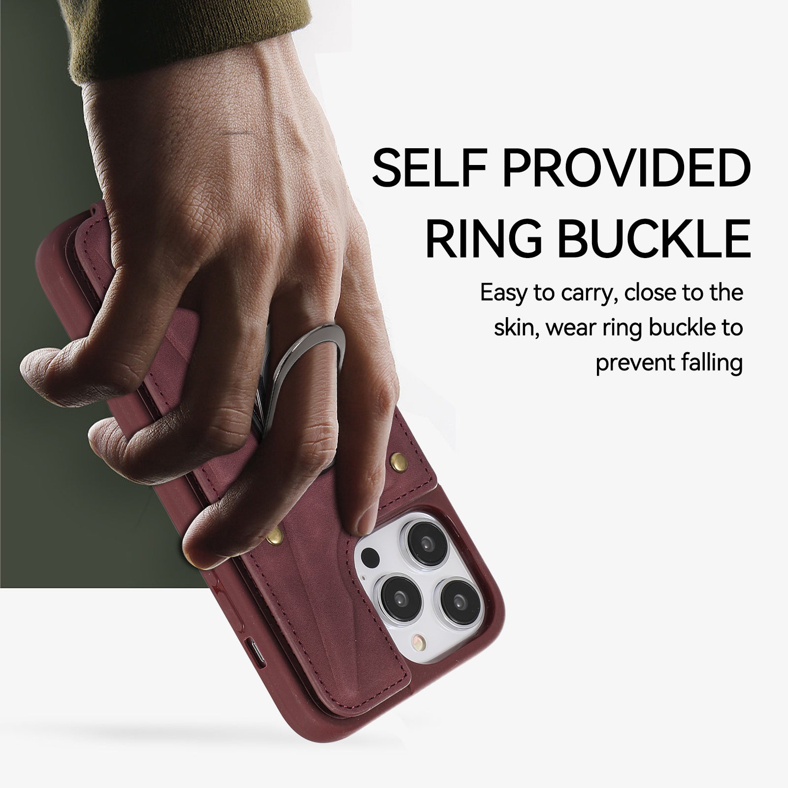 For iPhone 14 Pro Max Card Bag Design Shockproof Skin-touch PU Leather Coated TPU Back Case with Magnetic Ring Kickstand