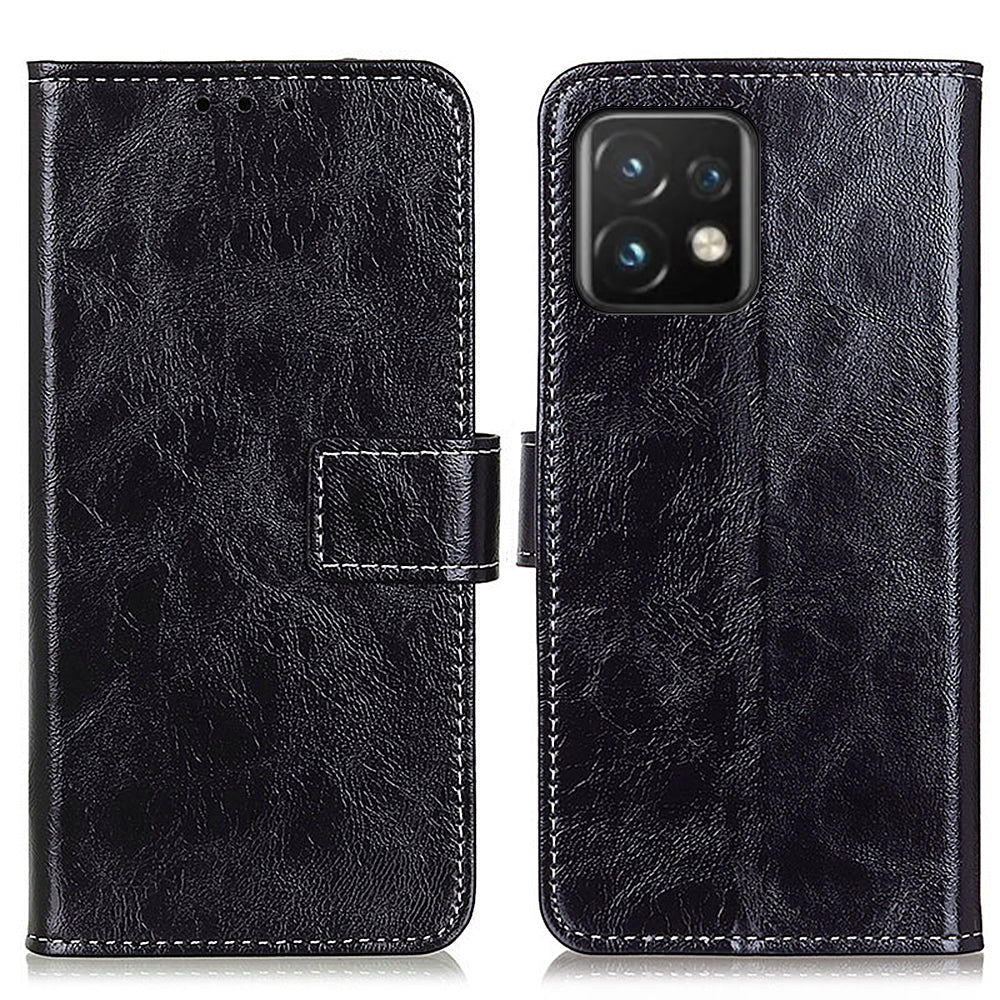 For Motorola Moto Edge 40 Pro 5G Moto X40 5G Anti-fall Flip Phone Cover Stand Wallet PU Leather Retro Crazy Horse Texture Phone Case