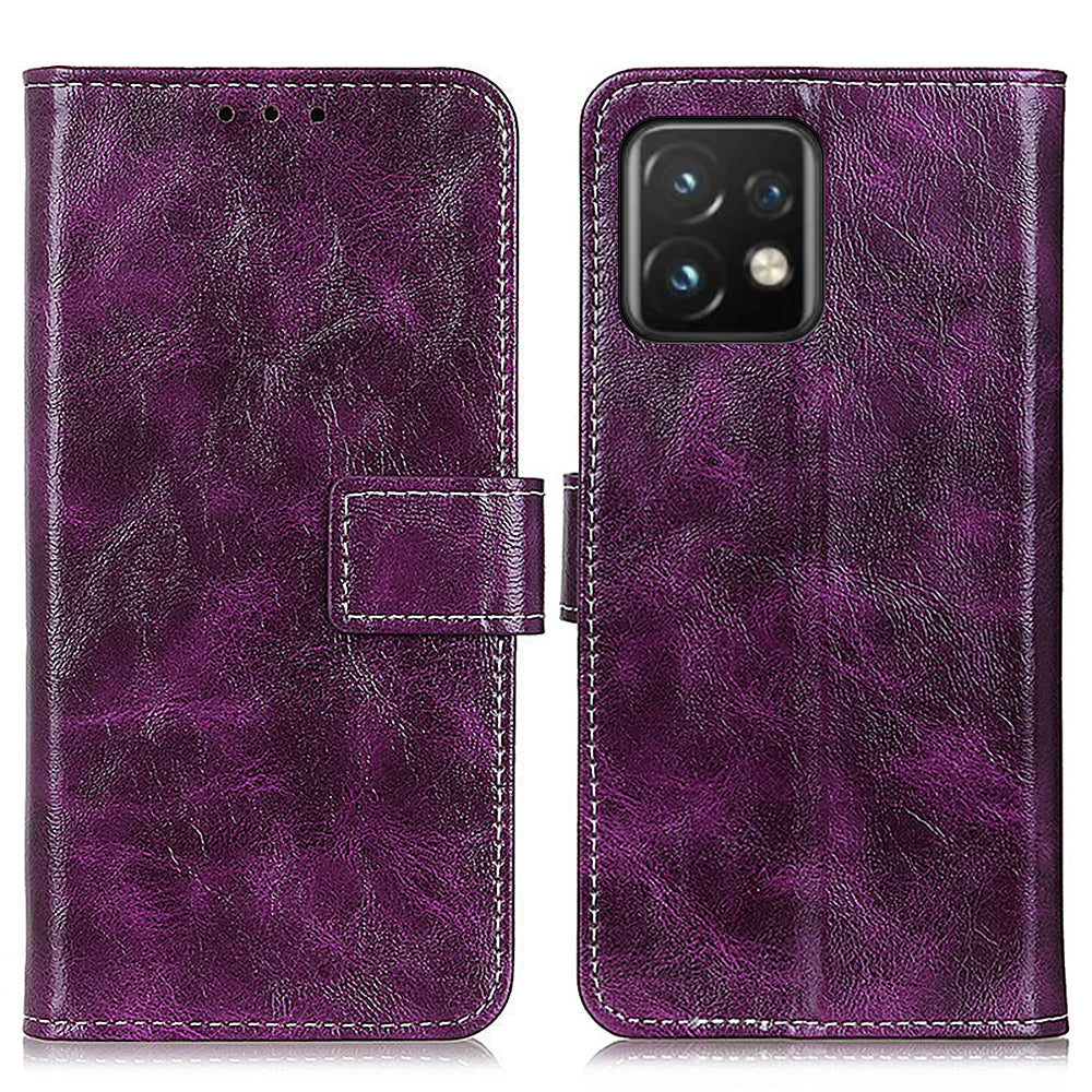 For Motorola Moto Edge 40 Pro 5G Moto X40 5G Anti-fall Flip Phone Cover Stand Wallet PU Leather Retro Crazy Horse Texture Phone Case