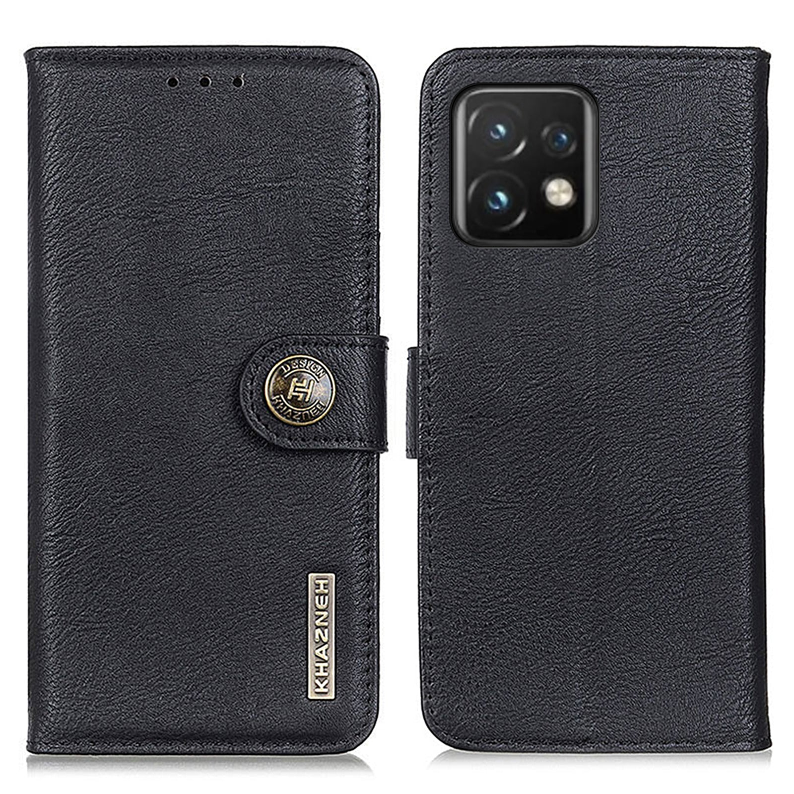 KHAZNEH for Motorola Moto Edge 40 Pro 5G Moto X40 5G Shockproof Phone Cover Cowhide Texture PU Leather Anti-wear Phone Flip Wallet Case Stand