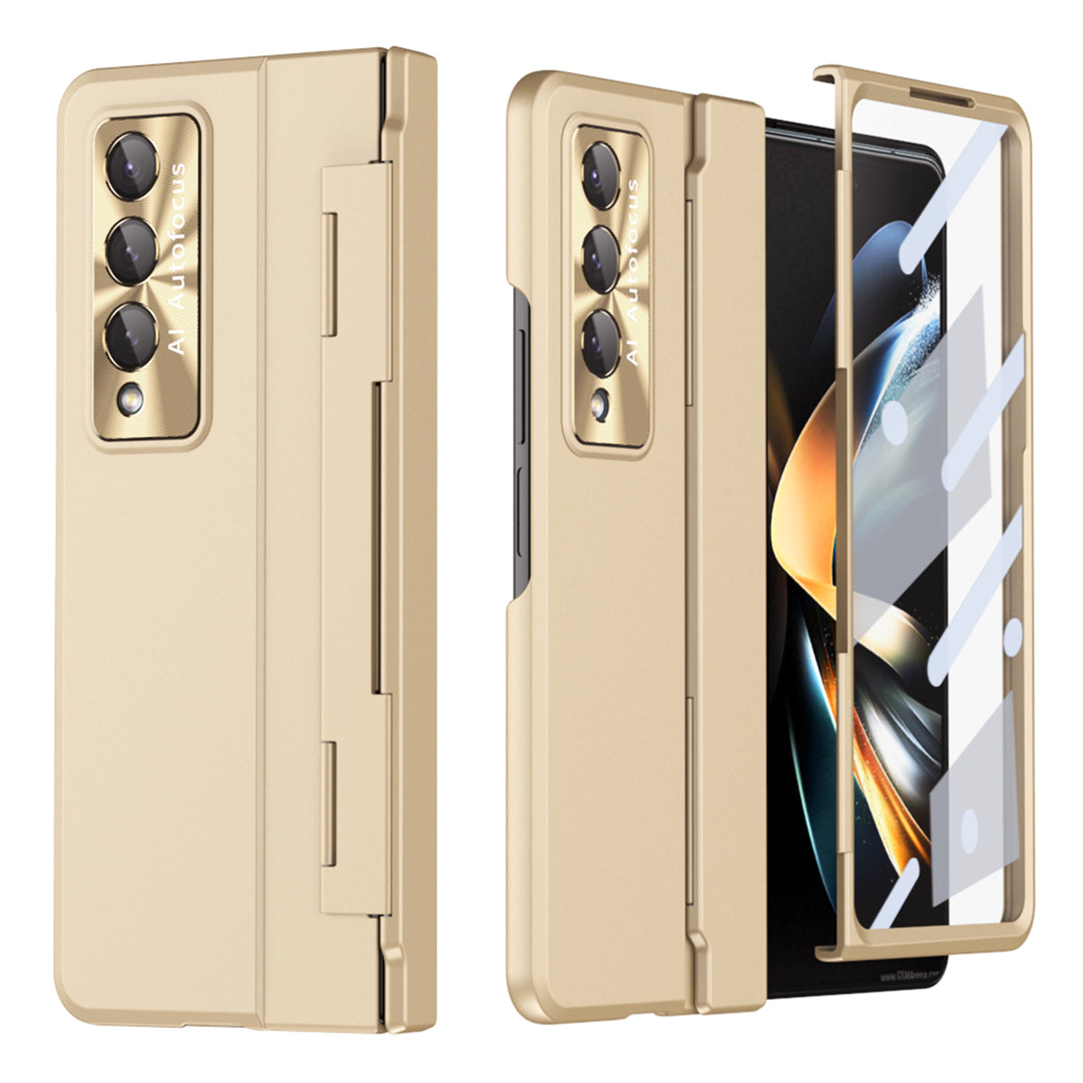 For Samsung Galaxy Z Fold4 5G Anti-scratch Phone Case Had PC Protective Phone Back Cover with Screen Fim Support Wireless Charging