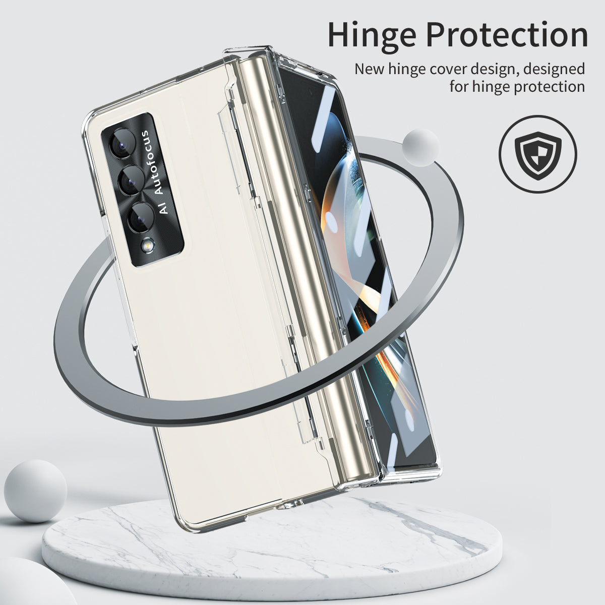 For Samsung Galaxy Z Fold4 5G Anti-scratch Phone Case Had PC Protective Phone Back Cover with Screen Fim Support Wireless Charging