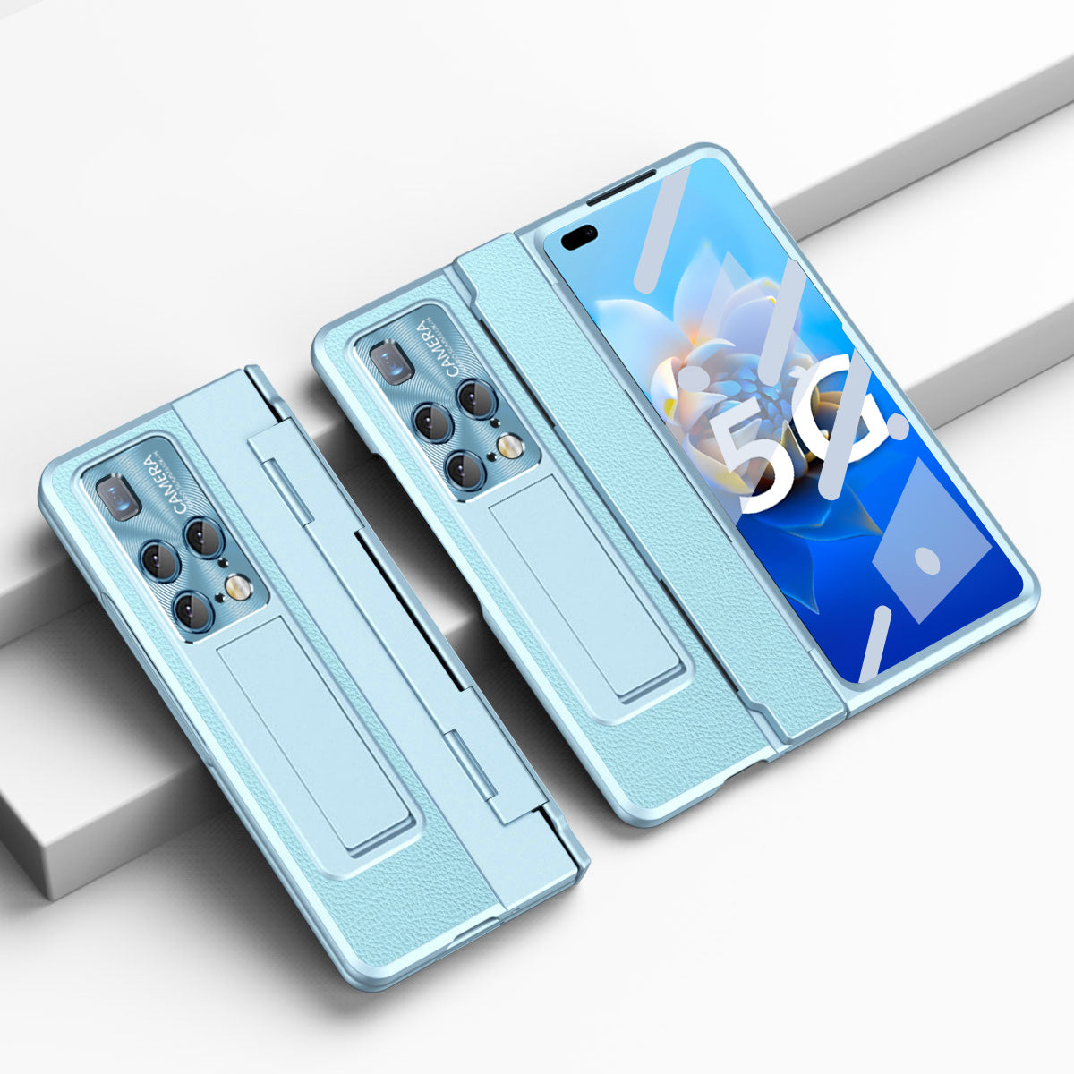 For Huawei Mate X2 Phone Case Scratch-resistant Hinge Protection PU Leather PC Back Cover with Tempered Glass Screen Film