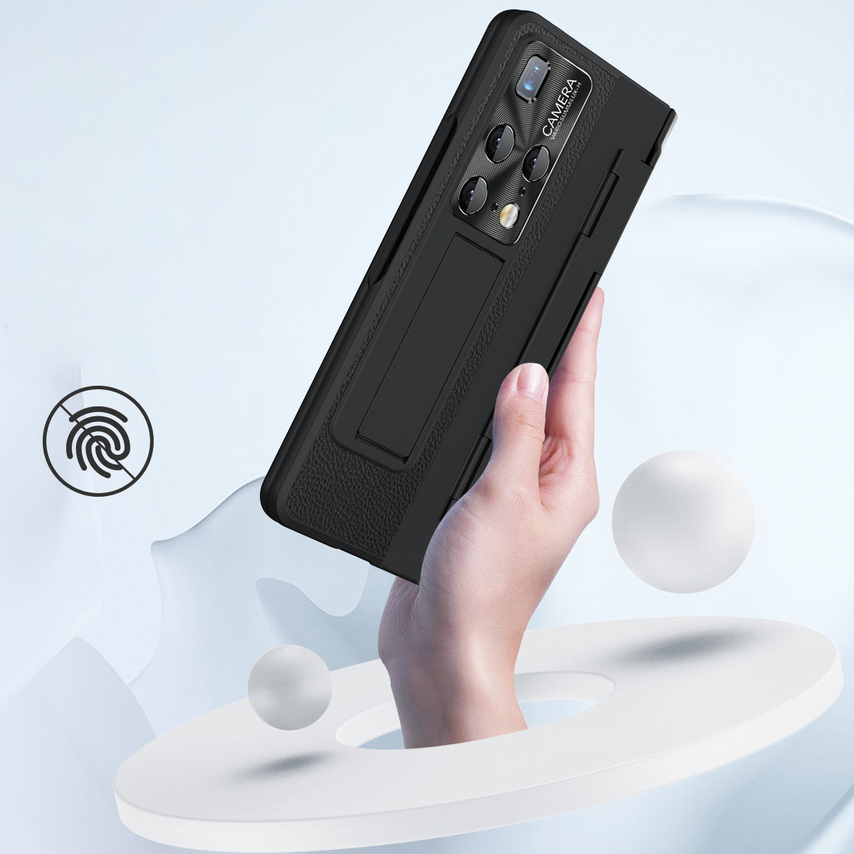 For Huawei Mate X2 Phone Case Scratch-resistant Hinge Protection PU Leather PC Back Cover with Tempered Glass Screen Film