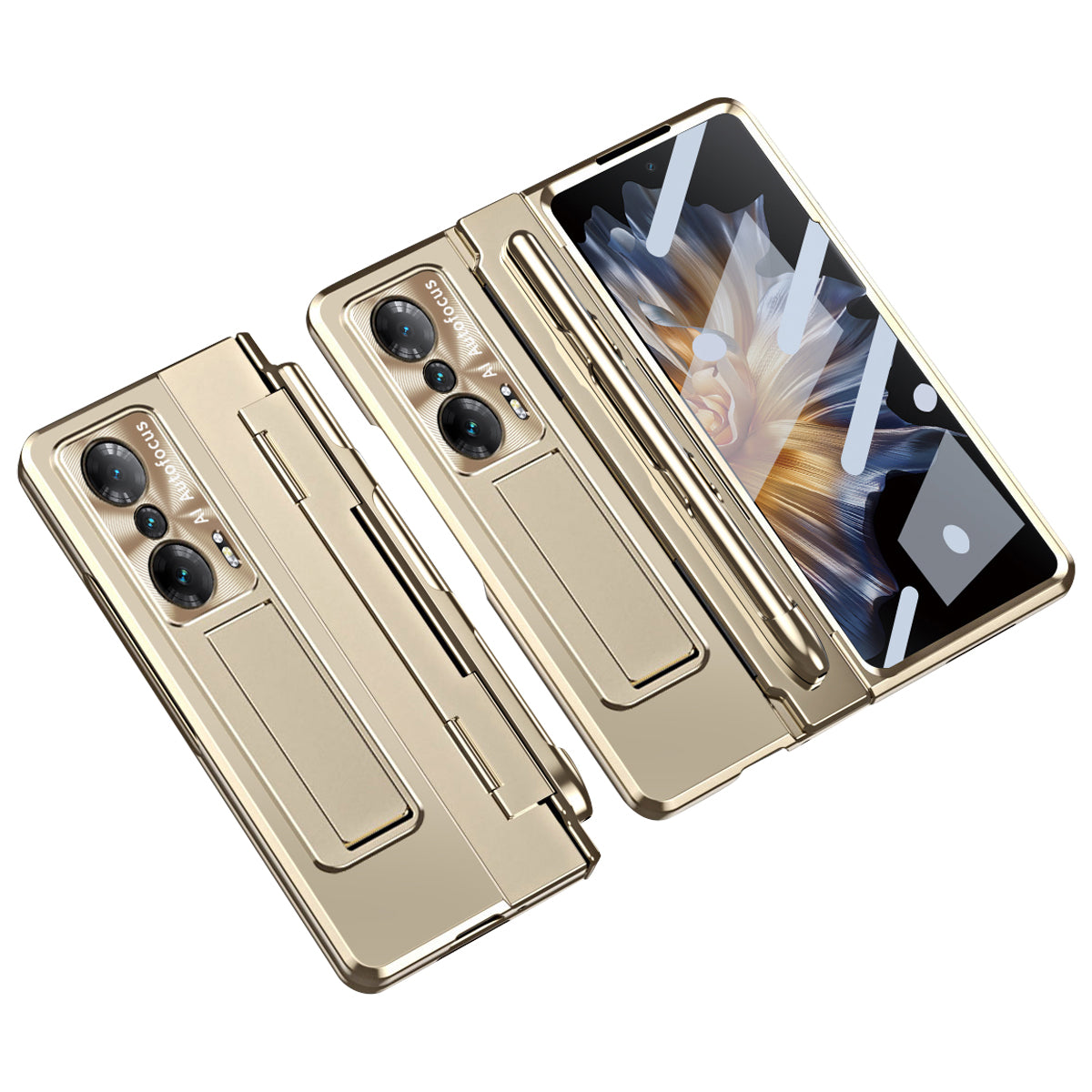 For Honor Magic Vs Ultimate 5G Magic Vs 5G Kickstand Hard PC Phone Cover Scratch-resistant Mobile Phone Case with Stylus Lens Film and Tempered Glass Screen Film