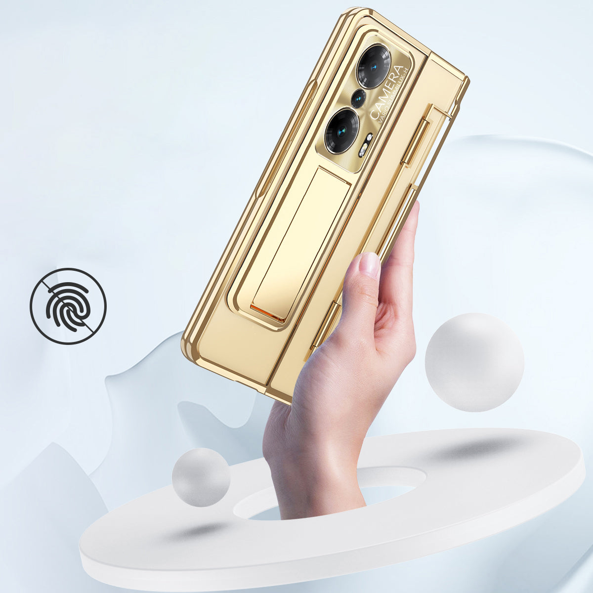 For Honor Magic Vs Ultimate 5G Magic Vs 5G Anti-fall Transparent Phone Case Electroplating PC Folding Back Cover Kickstand with Tempered Glass Film
