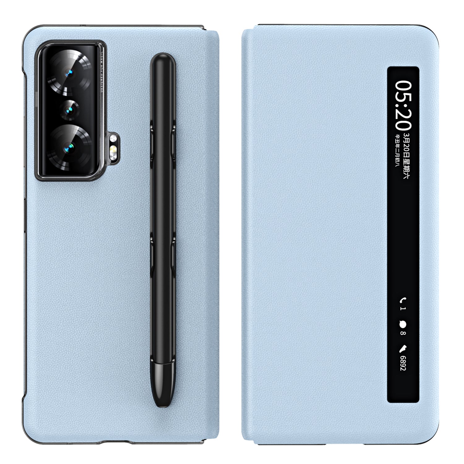 For Honor Magic Vs Ultimate 5G Magic Vs 5G View Window Litchi Texture PU Leather Case Foldable Stand Cover with Pen Slot and Stylus Pen