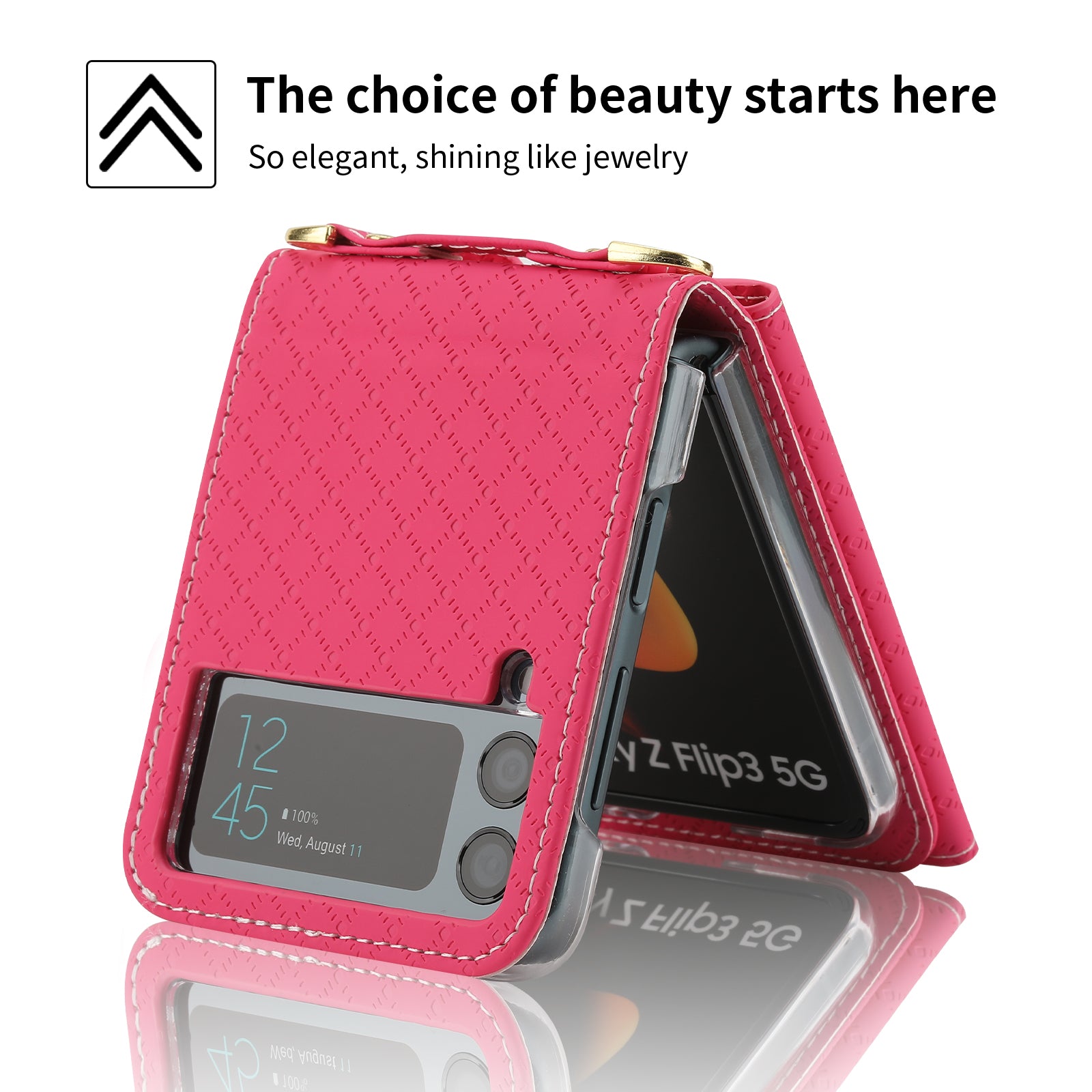 POLA 0819 Anti-fall Phone Case for Samsung Galaxy Z Flip3 5G Zipper Pocket PU Leather Kickstand Multiple Card Slots Wallet Cover with Shoulder Strap