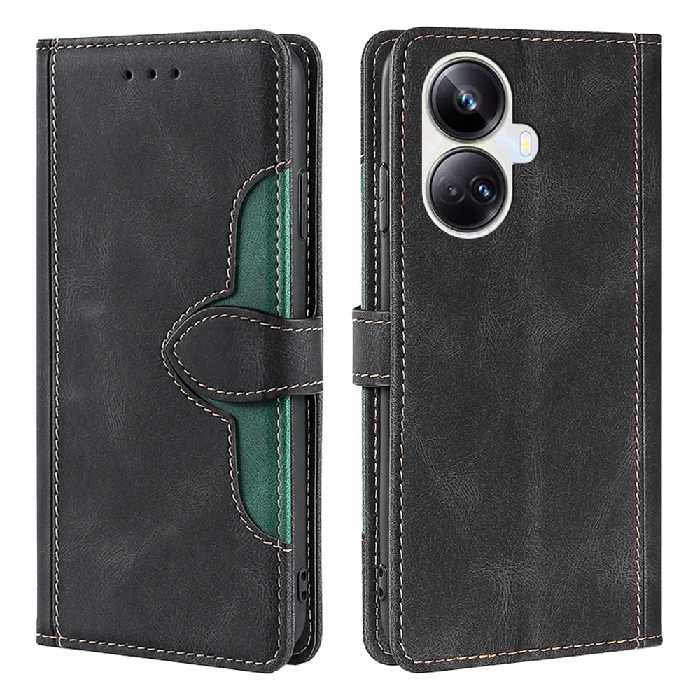 For Realme 10 Pro 5G Straw Hat Pattern PU Leather Stand Wallet Full Protection Case Skin-touch Magnetic Clasp Phone Cover