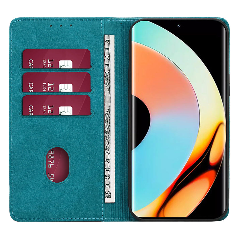 For Realme 10 Pro 5G Calf Texture PU Leather Cover Magnetic Auto-absorbed Wallet Stand Anti-drop Phone Case