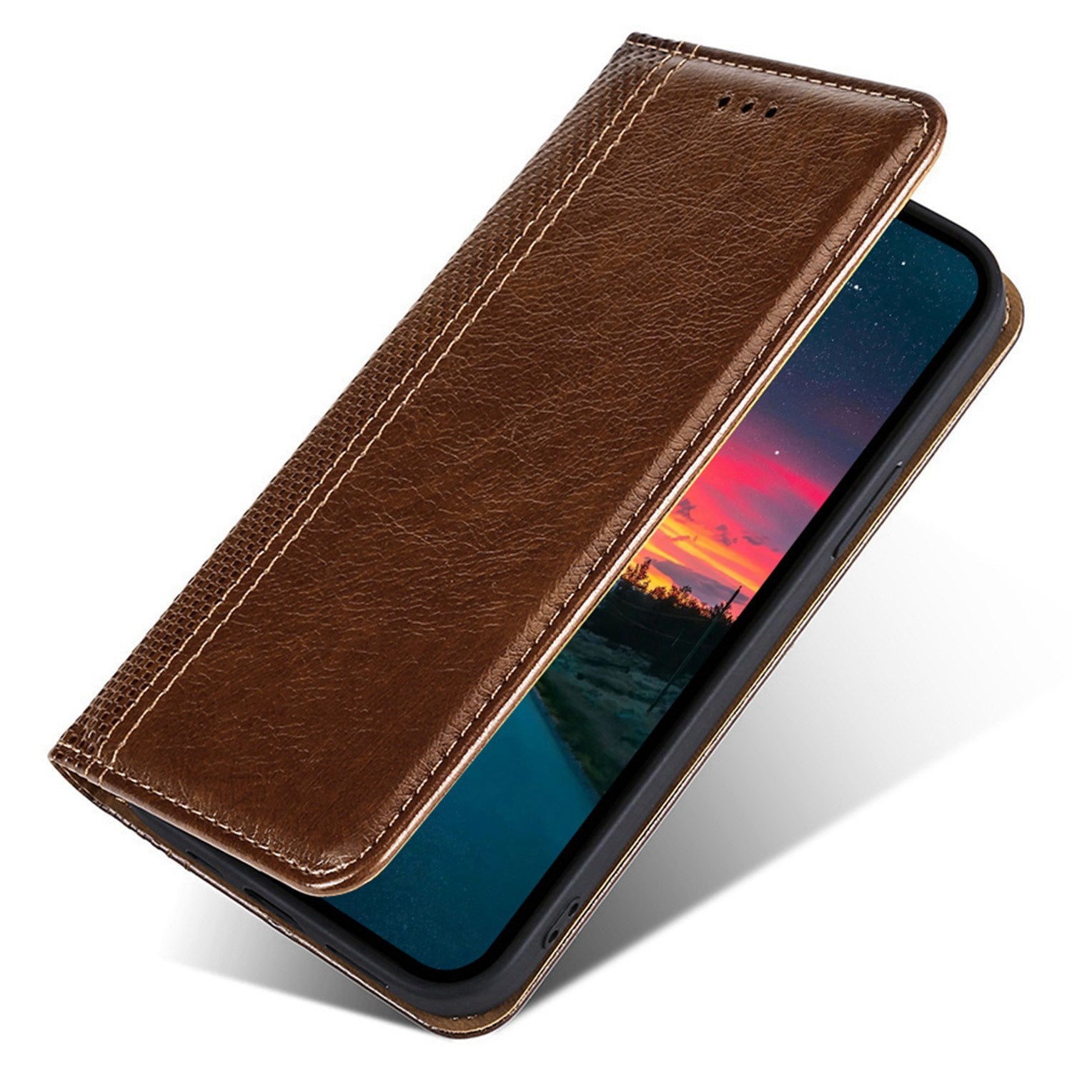 For Realme 10 Pro 5G Plaid Pattern PU Leather Card Holder Stand Case Magnetic Auto Closing Protective Phone Cover