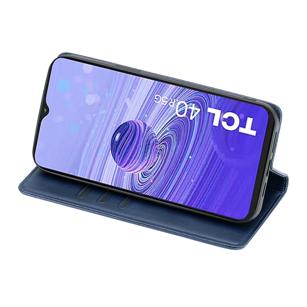 Magnetické pouzdro na telefon s automatickým vstřebáváním lýtek pro TCL 40R 5G PU kožený stojan na peněženku nárazuvzdorný