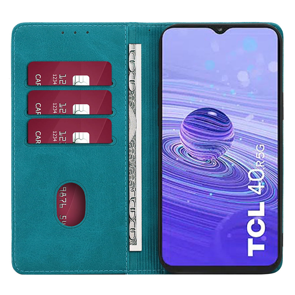Magnetické pouzdro na telefon s automatickým vstřebáváním lýtek pro TCL 40R 5G PU kožený stojan na peněženku nárazuvzdorný