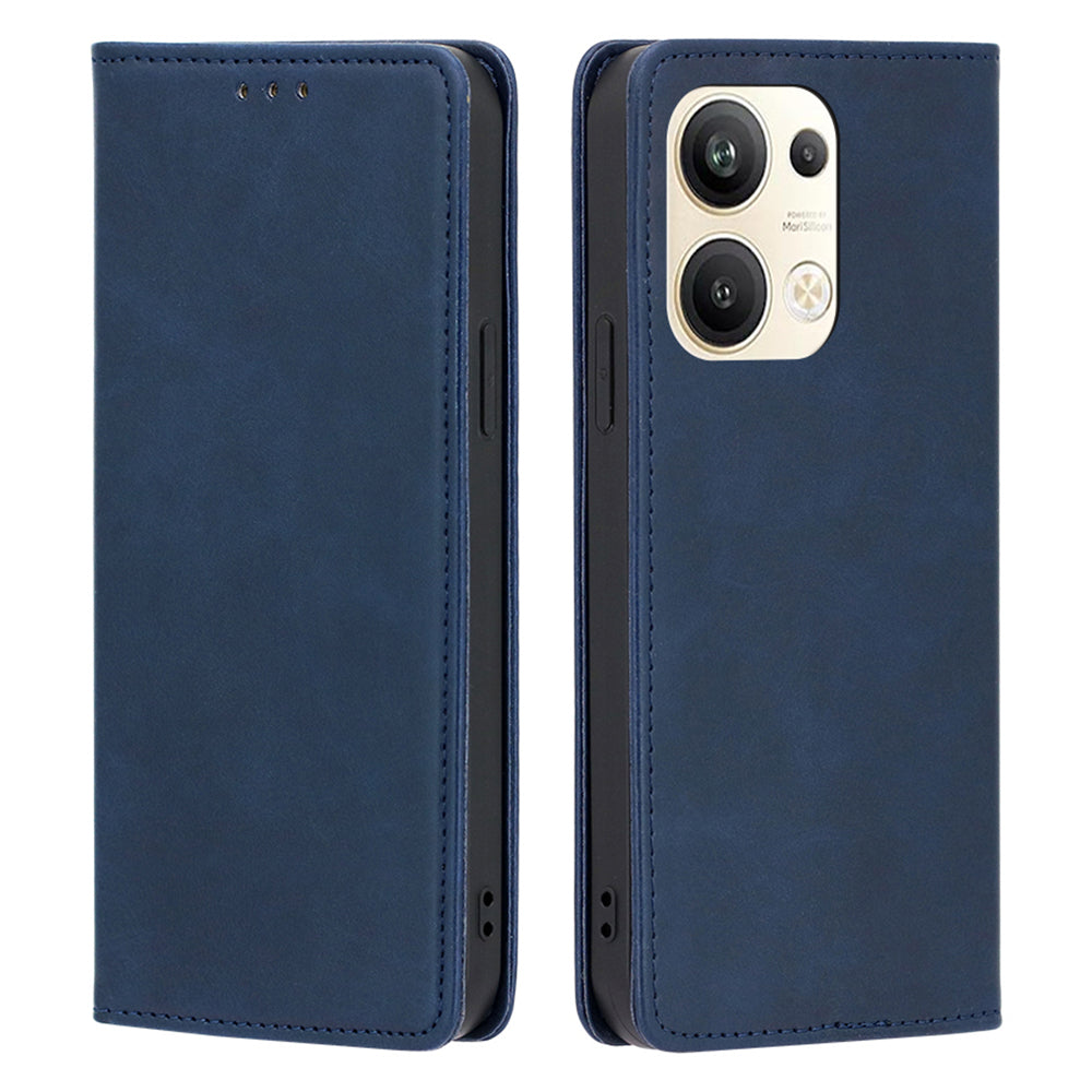 For Oppo Reno9 Pro 5G Calf Texture PU Leather Wallet Stand Cover Magnetic Auto-absorbed Folio Flip Phone Case