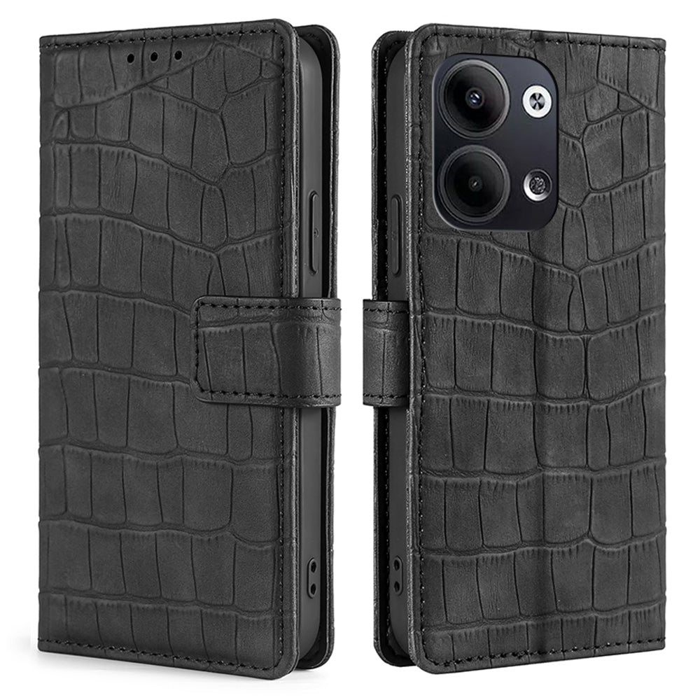 For Oppo Reno9 Pro 5G Reno9 5G Crocodile Texture Wallet Stand Full Protection Phone Case Skin-touch Feeling PU Leather Flip Phone Cover