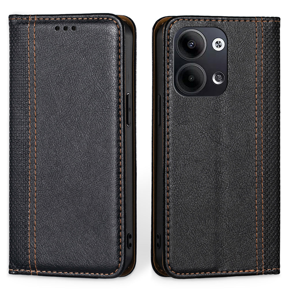 For Oppo Reno9 Pro 5G Reno9 5G Shockproof PU Leather Auto Magnetic Closed Phone Case Card Holder Plaid Pattern Stand Anti-scratch Flip Phone Cover