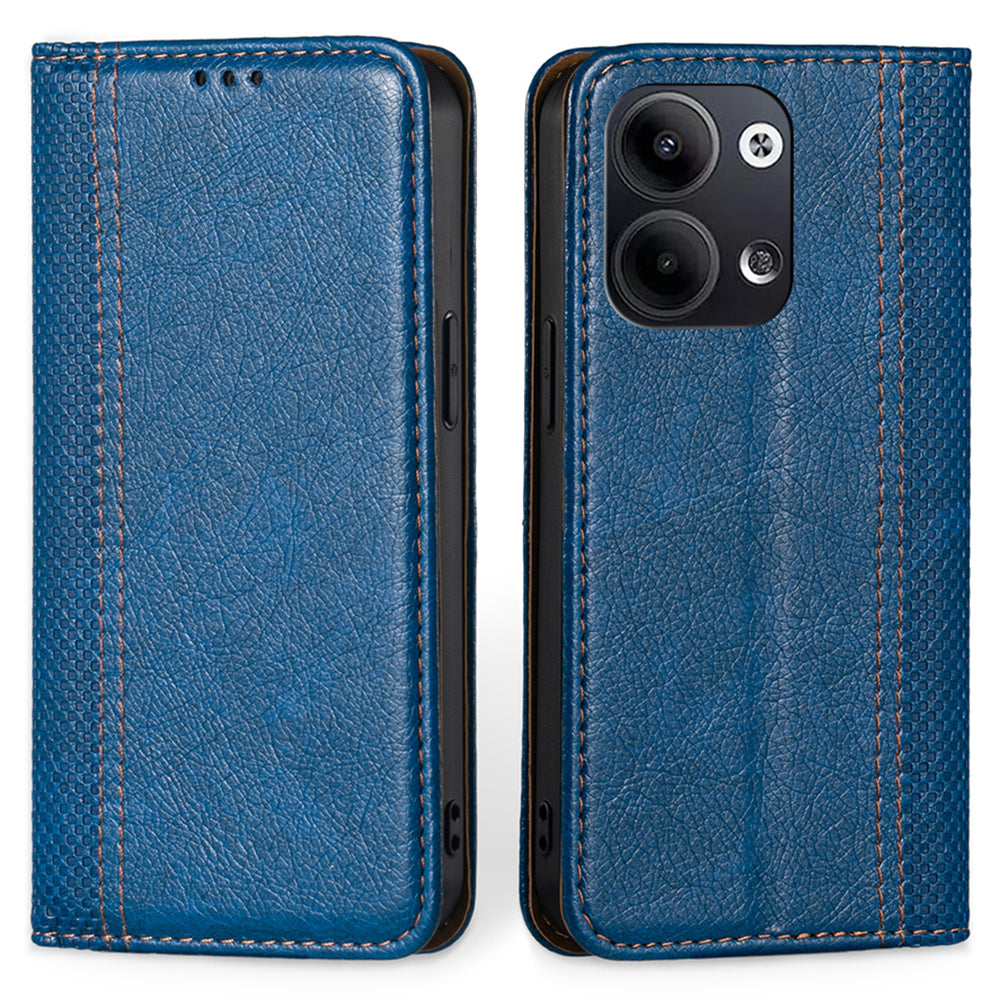 For Oppo Reno9 Pro 5G Reno9 5G Shockproof PU Leather Auto Magnetic Closed Phone Case Card Holder Plaid Pattern Stand Anti-scratch Flip Phone Cover