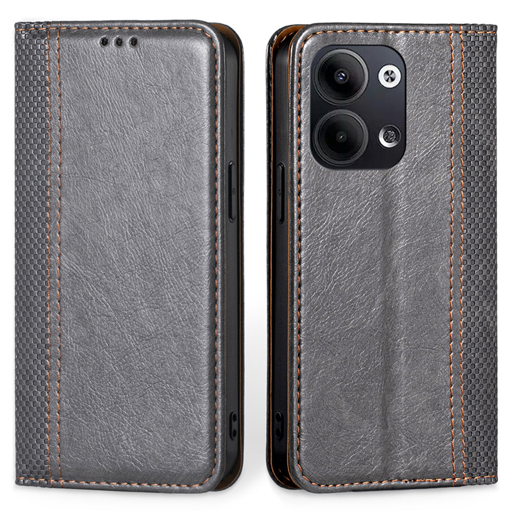 For Oppo Reno9 Pro 5G Reno9 5G Shockproof PU Leather Auto Magnetic Closed Phone Case Card Holder Plaid Pattern Stand Anti-scratch Flip Phone Cover