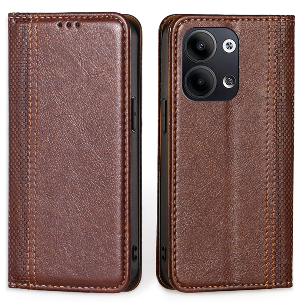 For Oppo Reno9 Pro 5G Reno9 5G Shockproof PU Leather Auto Magnetic Closed Phone Case Card Holder Plaid Pattern Stand Anti-scratch Flip Phone Cover