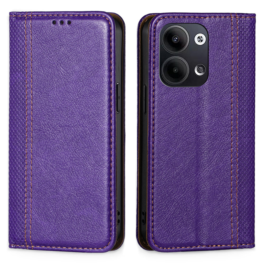 For Oppo Reno9 Pro 5G Reno9 5G Shockproof PU Leather Auto Magnetic Closed Phone Case Card Holder Plaid Pattern Stand Anti-scratch Flip Phone Cover