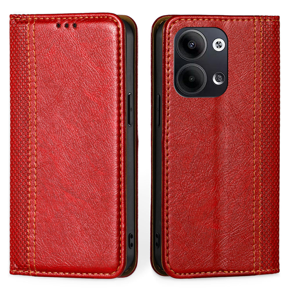 For Oppo Reno9 Pro 5G Reno9 5G Shockproof PU Leather Auto Magnetic Closed Phone Case Card Holder Plaid Pattern Stand Anti-scratch Flip Phone Cover