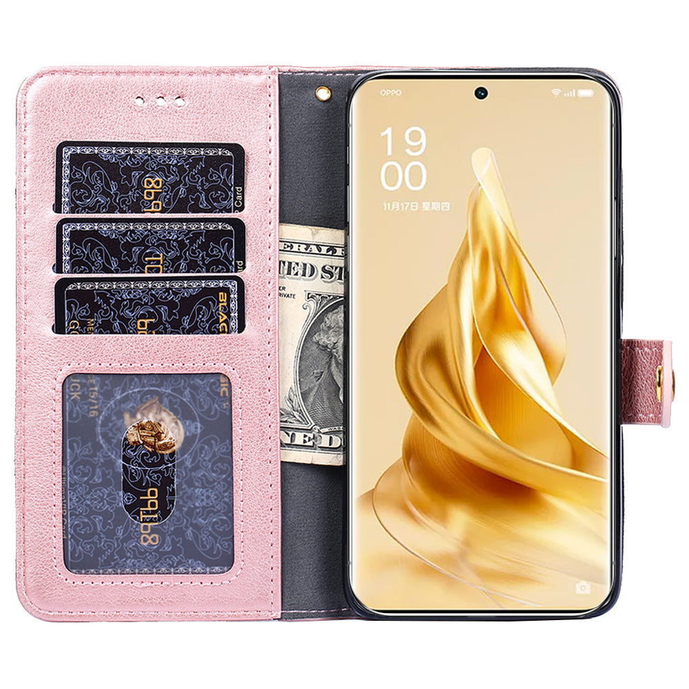 Zipper Pocket Phone Case for Oppo Reno9 Pro 5G Reno9 5G PU Leather Stand Wallet Drop-proof Cell Phone Cover