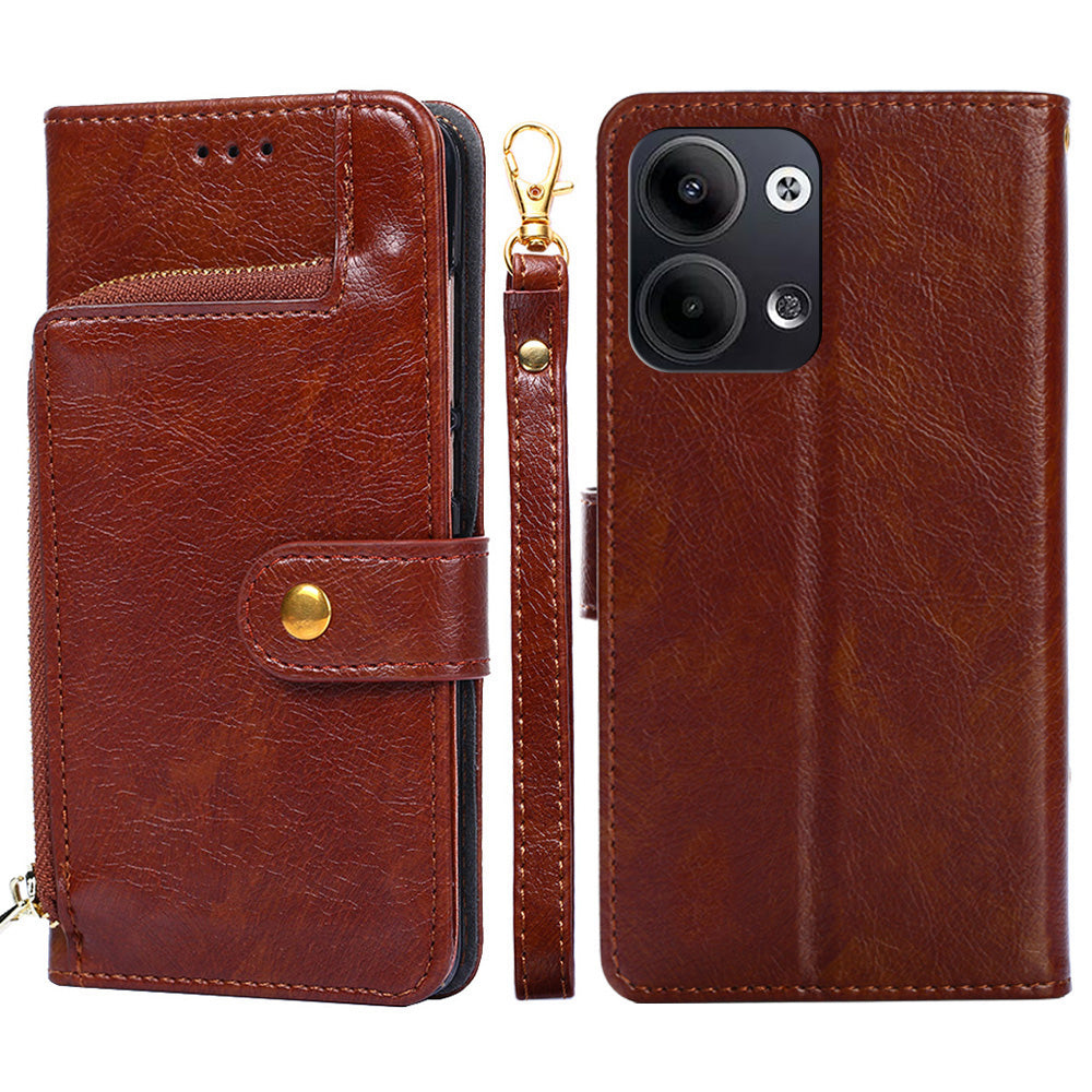 Zipper Pocket Phone Case for Oppo Reno9 Pro 5G Reno9 5G PU Leather Stand Wallet Drop-proof Cell Phone Cover