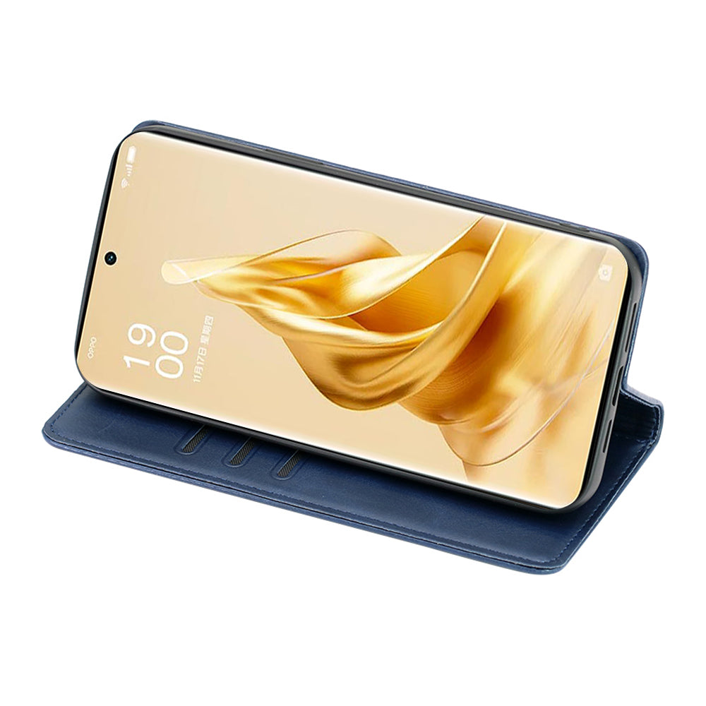 Magnetic Auto Closing Phone Cover For Oppo Reno9 Pro 5G Reno9 5G Calf Texture PU Leather Wallet Stand Drop-proof Folio Flip Phone Case