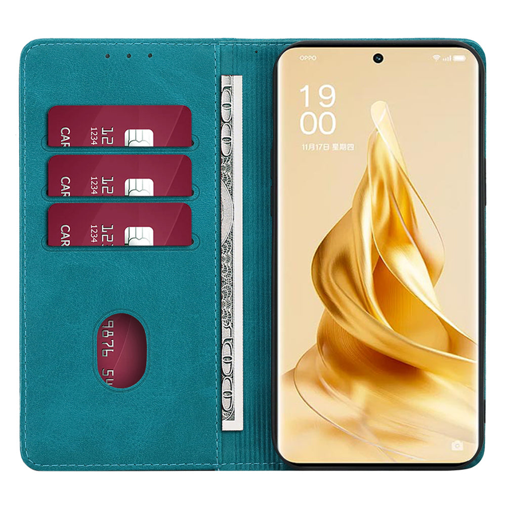 Magnetic Auto Closing Phone Cover For Oppo Reno9 Pro 5G Reno9 5G Calf Texture PU Leather Wallet Stand Drop-proof Folio Flip Phone Case