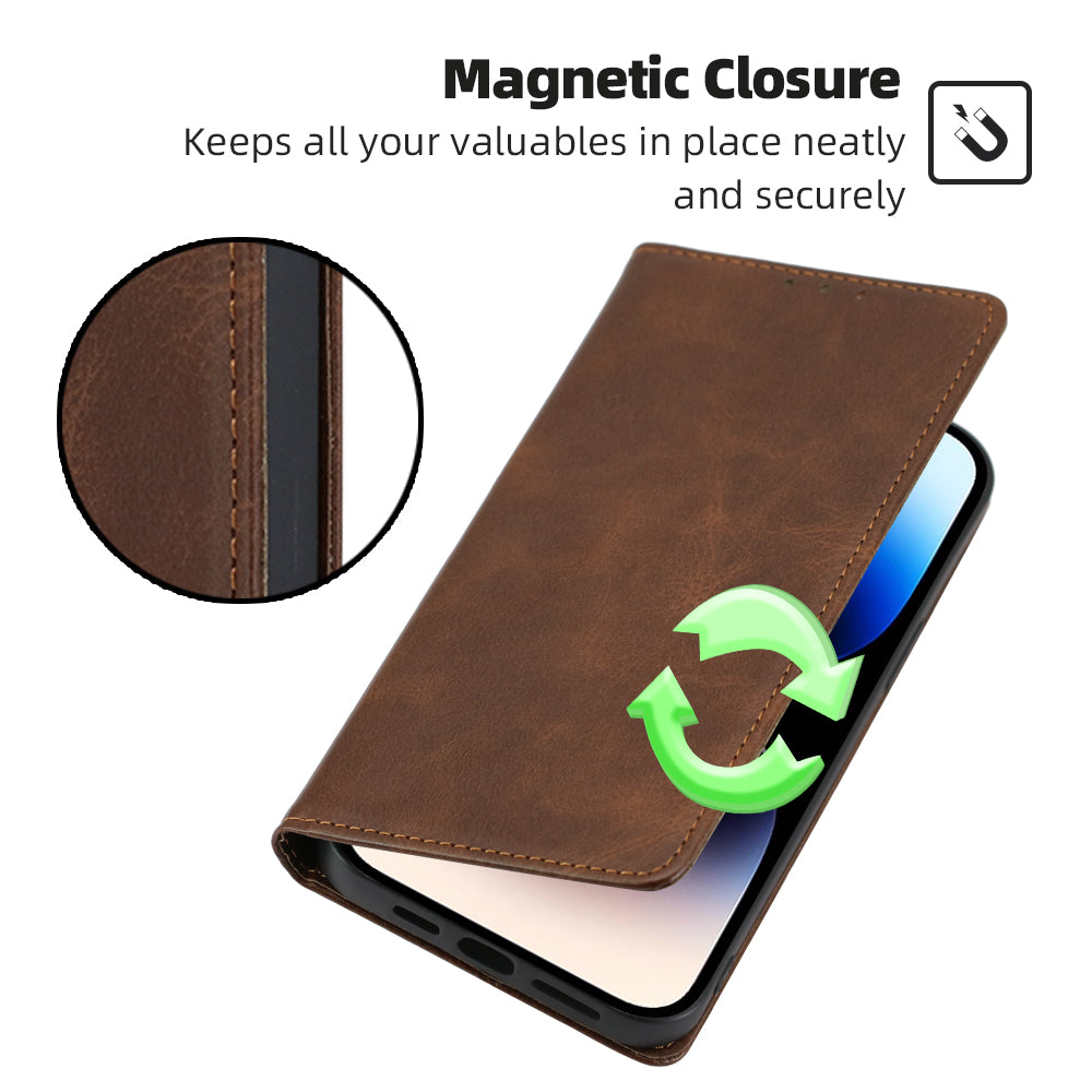 Magnetic Auto Closing Phone Cover For Oppo Reno9 Pro 5G Reno9 5G Calf Texture PU Leather Wallet Stand Drop-proof Folio Flip Phone Case