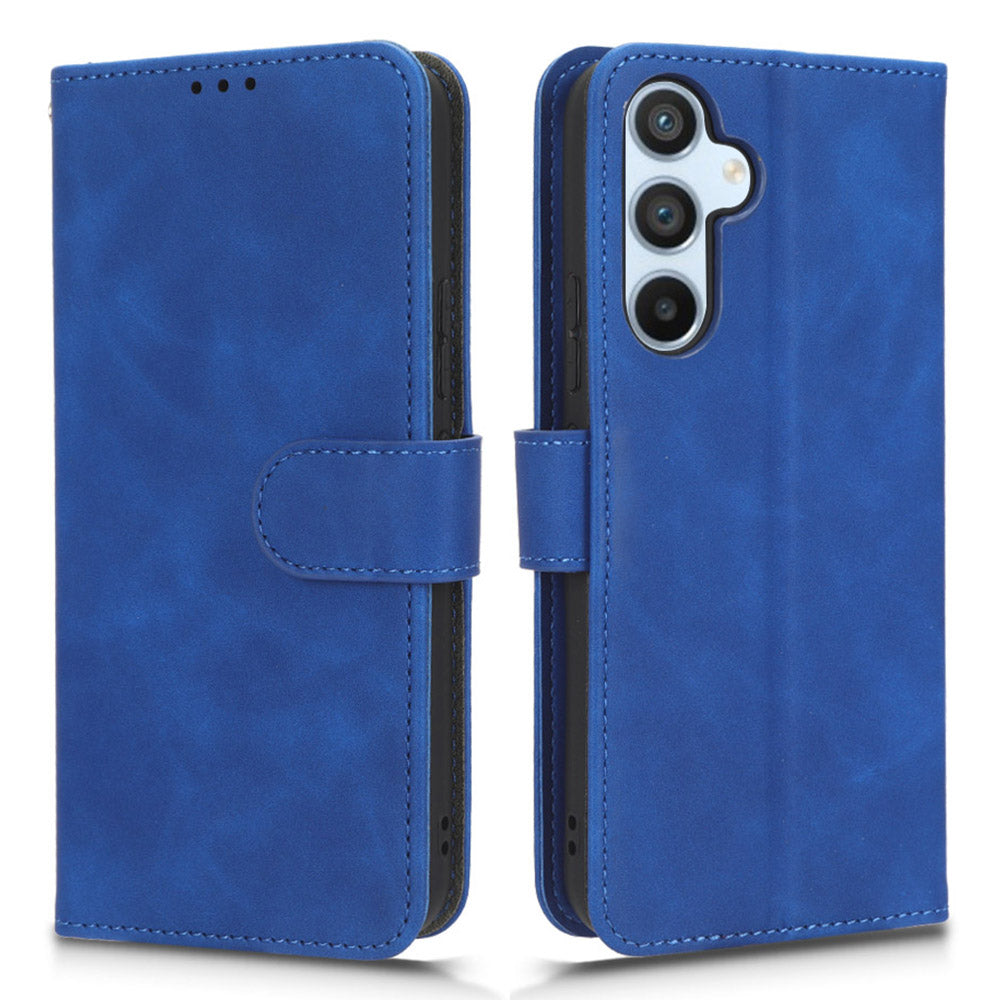 Phone Case For Samsung Galaxy A54 5G Skin-touch Feeling Flip Leather Wallet Cover Foldable Stand with Wrist Strap