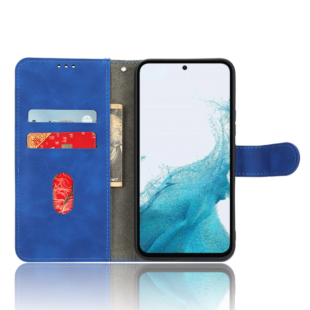 Phone Case For Samsung Galaxy A54 5G Skin-touch Feeling Flip Leather Wallet Cover Foldable Stand with Wrist Strap