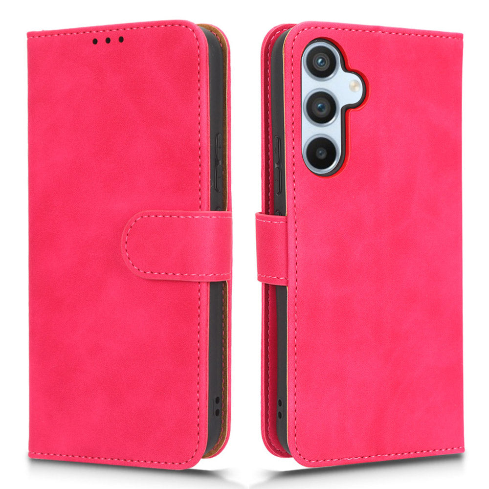 Phone Case For Samsung Galaxy A54 5G Skin-touch Feeling Flip Leather Wallet Cover Foldable Stand with Wrist Strap