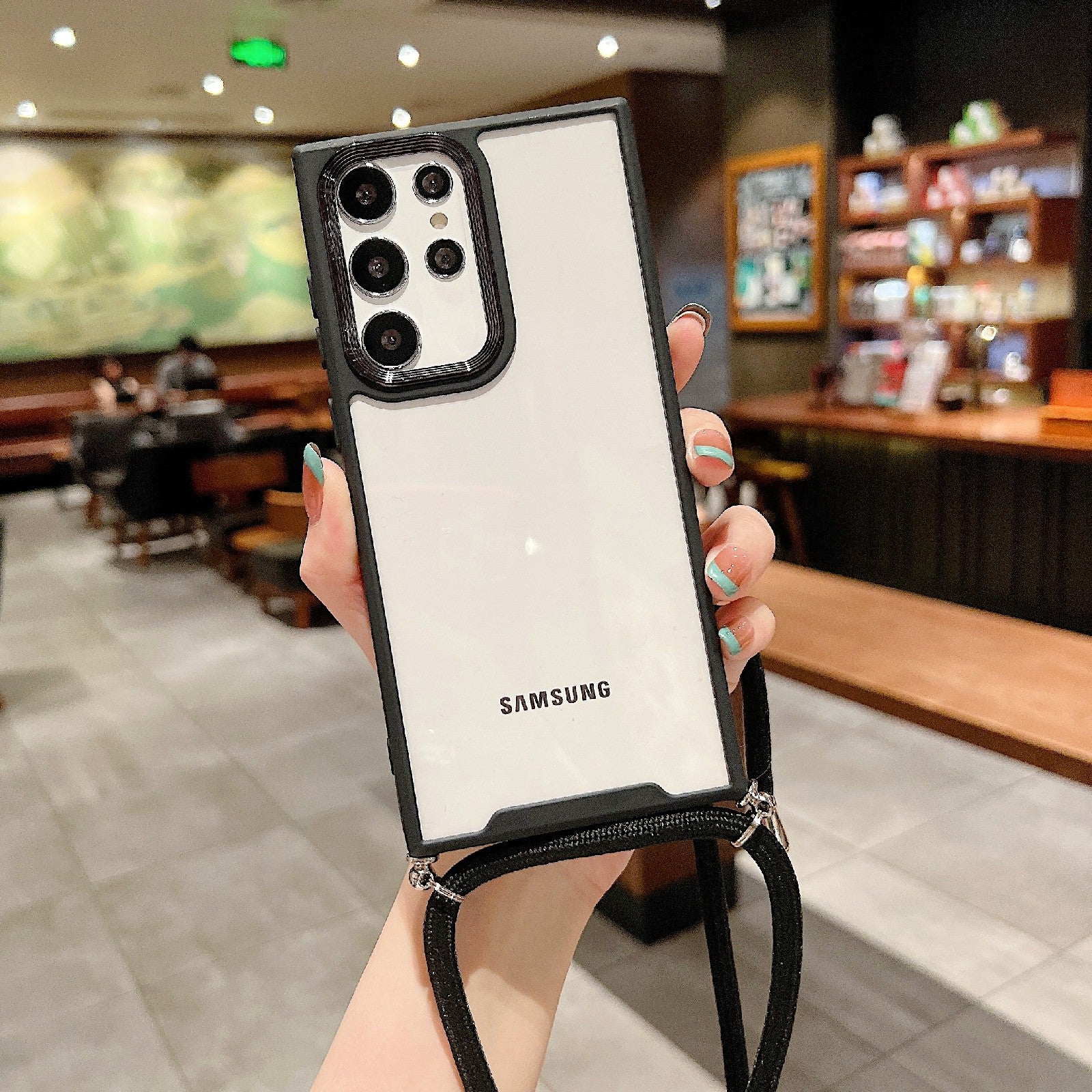 Anti-drop Thickend Phone Case for Samsung Galaxy S22 Ultra 5G TPU Acrylic Mobile Phone Cover with Electroplating Lens Frame