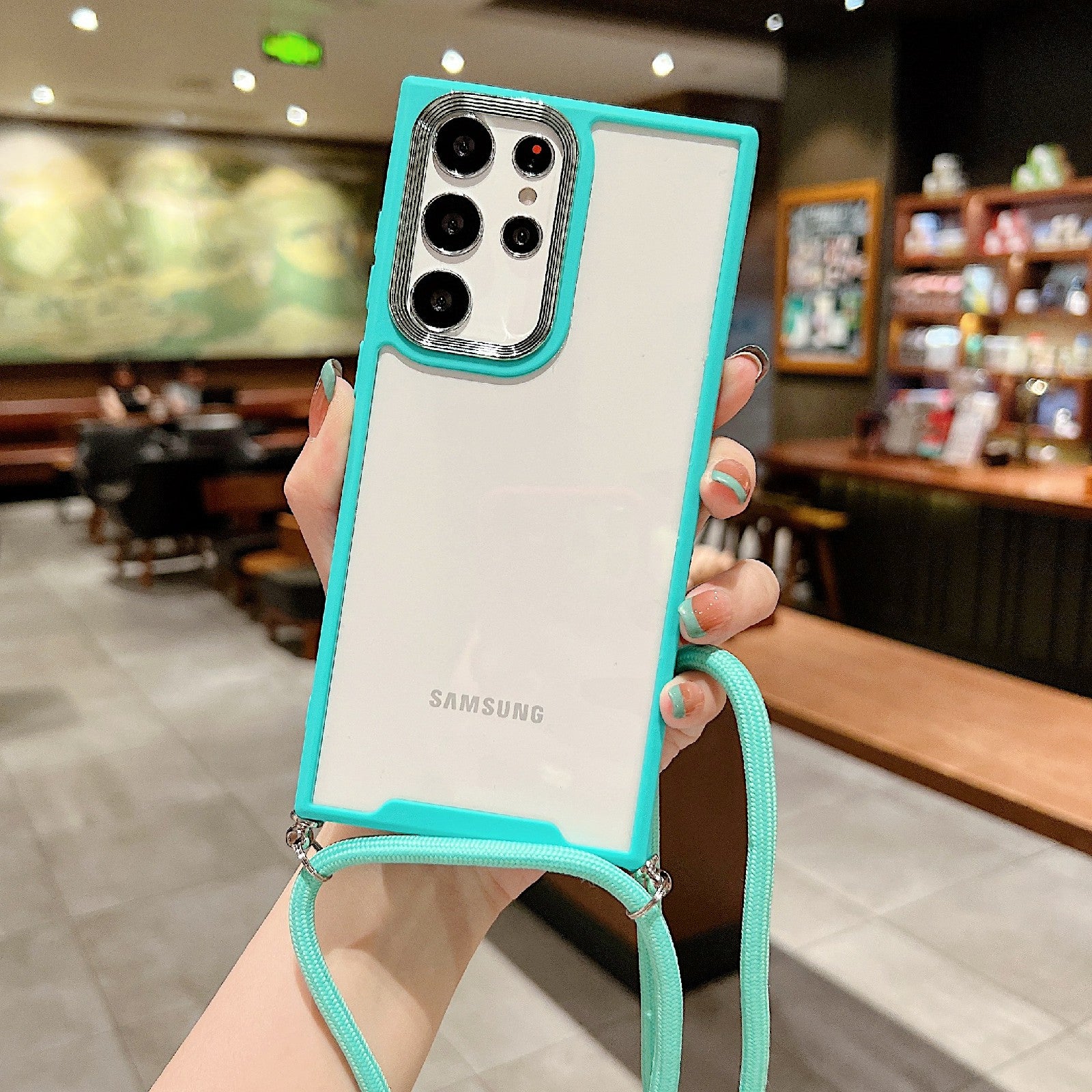 Anti-drop Thickend Phone Case for Samsung Galaxy S22 Ultra 5G TPU Acrylic Mobile Phone Cover with Electroplating Lens Frame