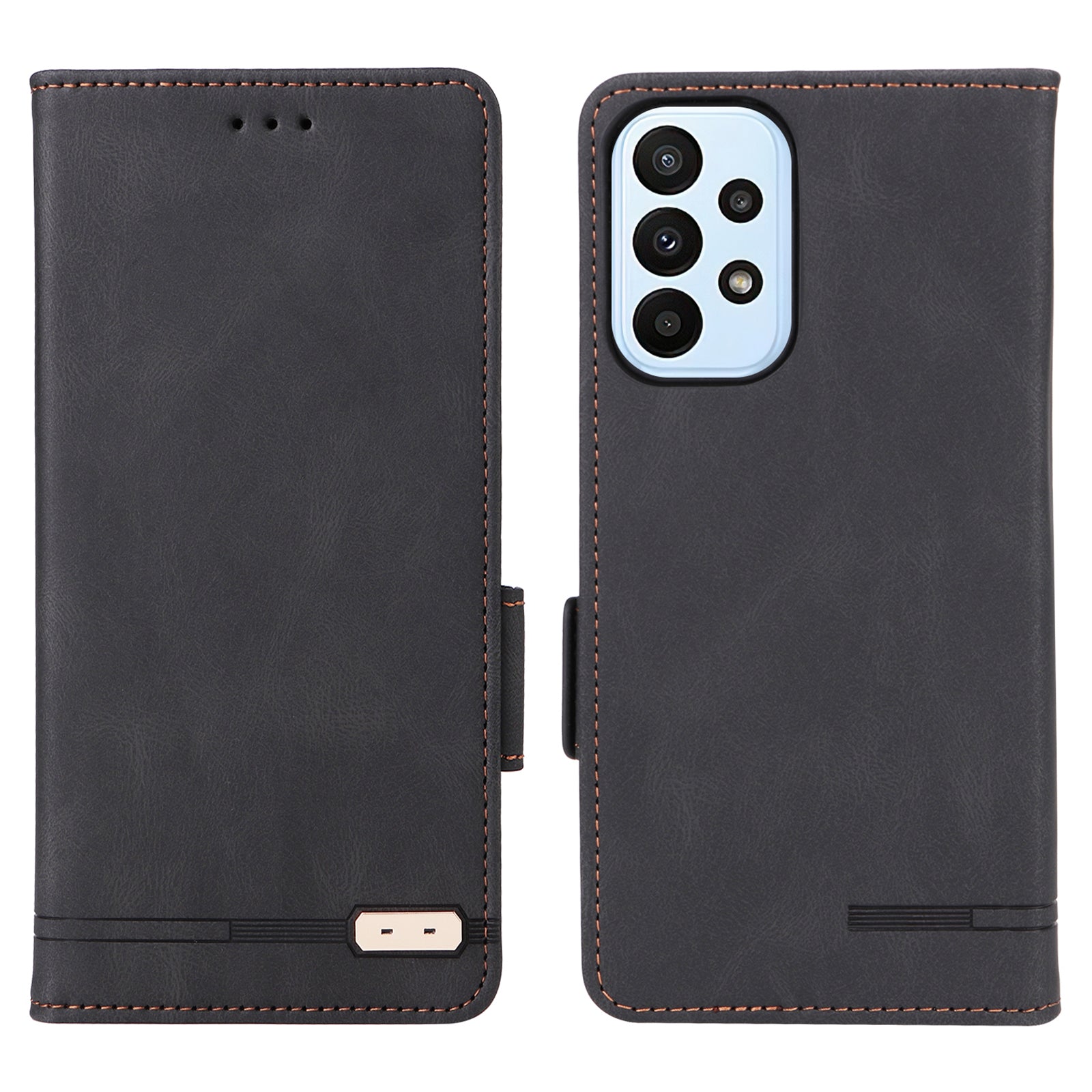 Shockproof Phone Cover For Samsung Galaxy A23 5G (Global Version) Hardware Decor Dual Magnetic Clasp Wallet Stand PU Leather Phone Case