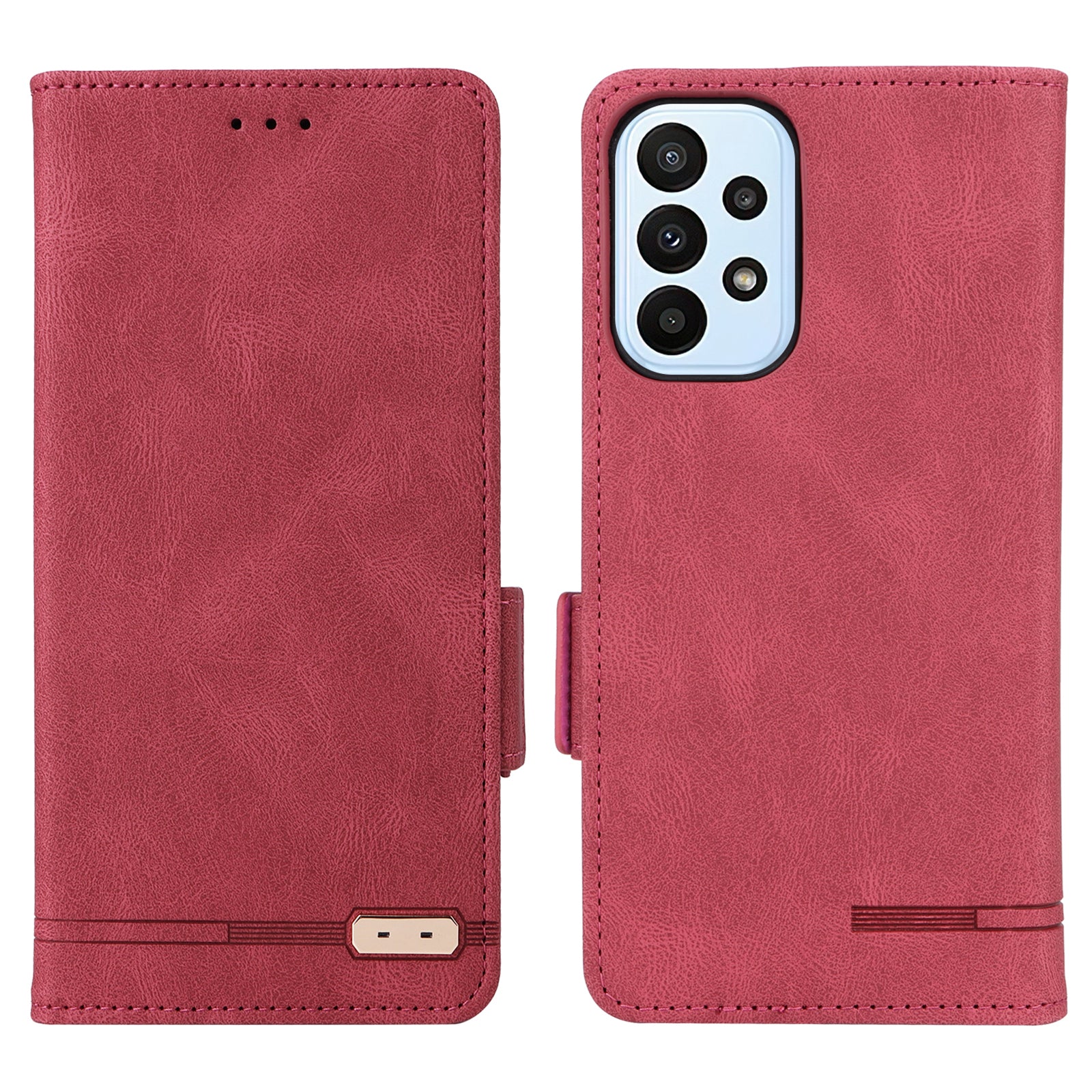 Shockproof Phone Cover For Samsung Galaxy A23 5G (Global Version) Hardware Decor Dual Magnetic Clasp Wallet Stand PU Leather Phone Case